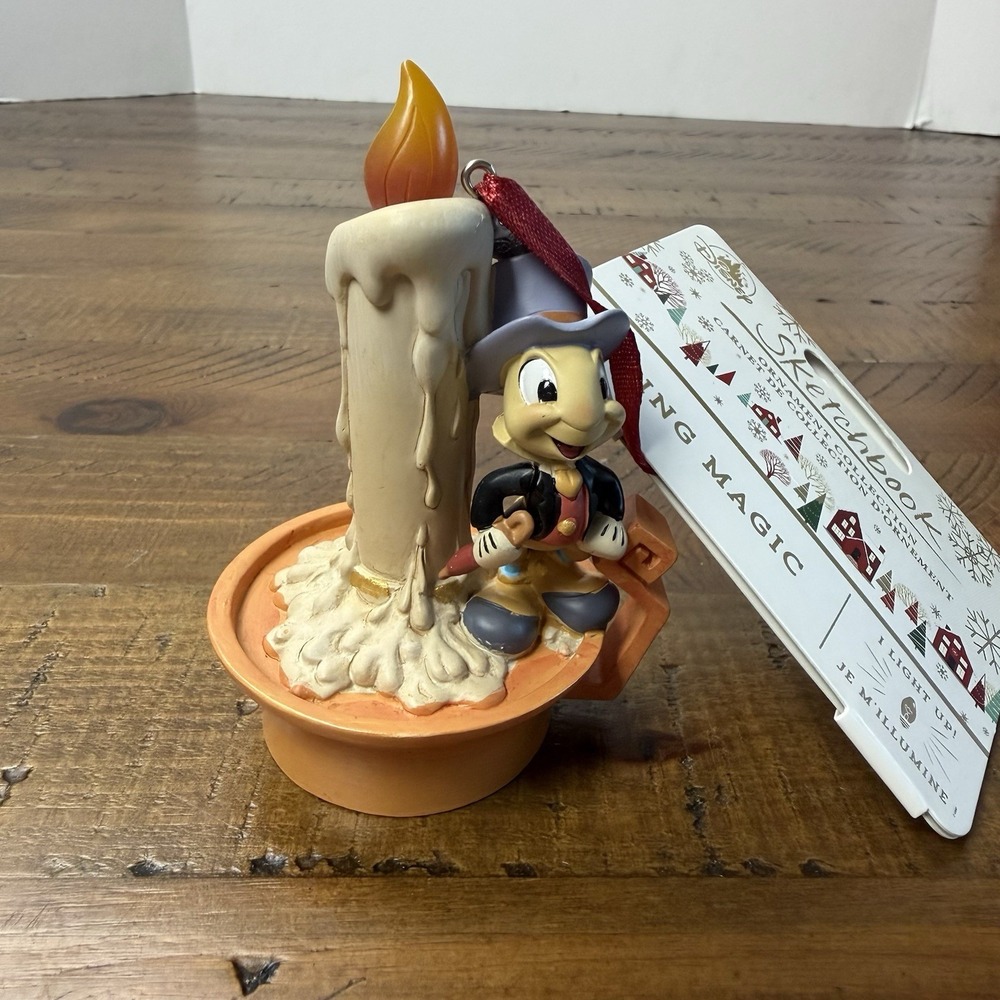 Disney Jiminy Cricket Candle Light Up Sketchbook Christmas Ornament Pinocchio
